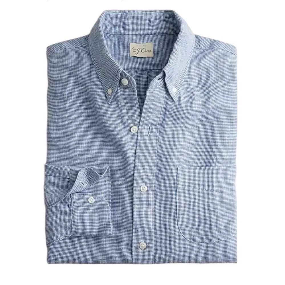 J.Crew Untucked‎ Baird McNutt Irish Linen Shirt Slim Mini Houndstooth Small Nwt